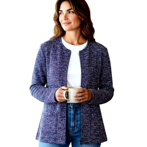 None and/or Unknown Jackets & Blazers - Bon Worth Medium Purple Tweed Women's Blazer Jacket Suit Coat Misses Size M 8 10